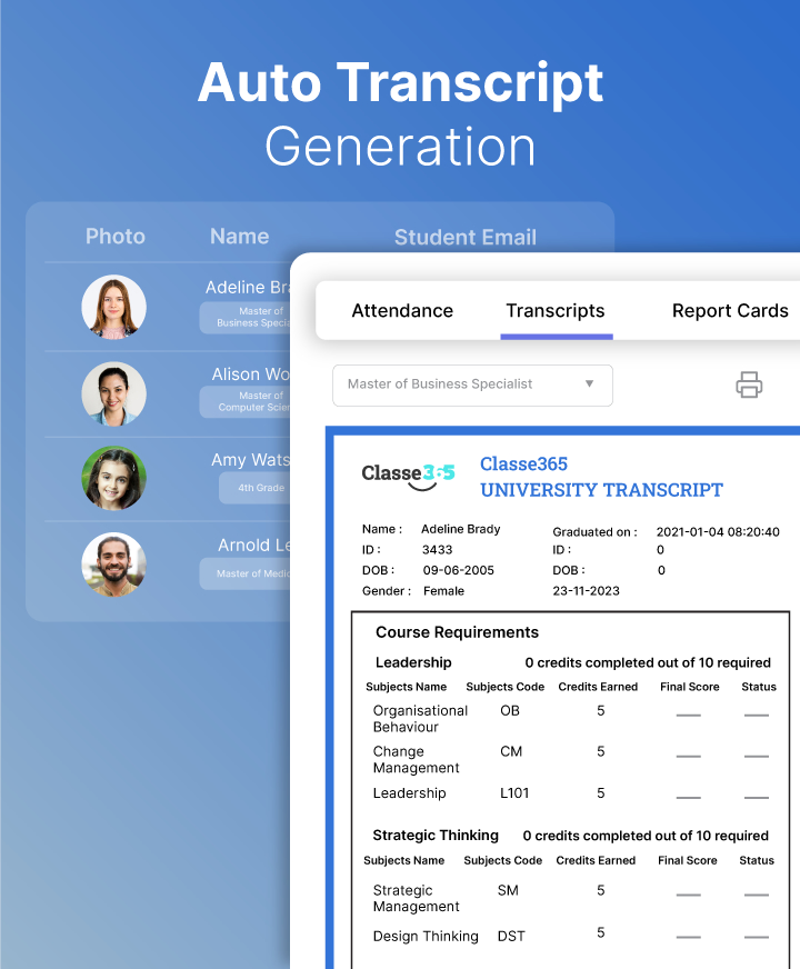 Auto transcript generation